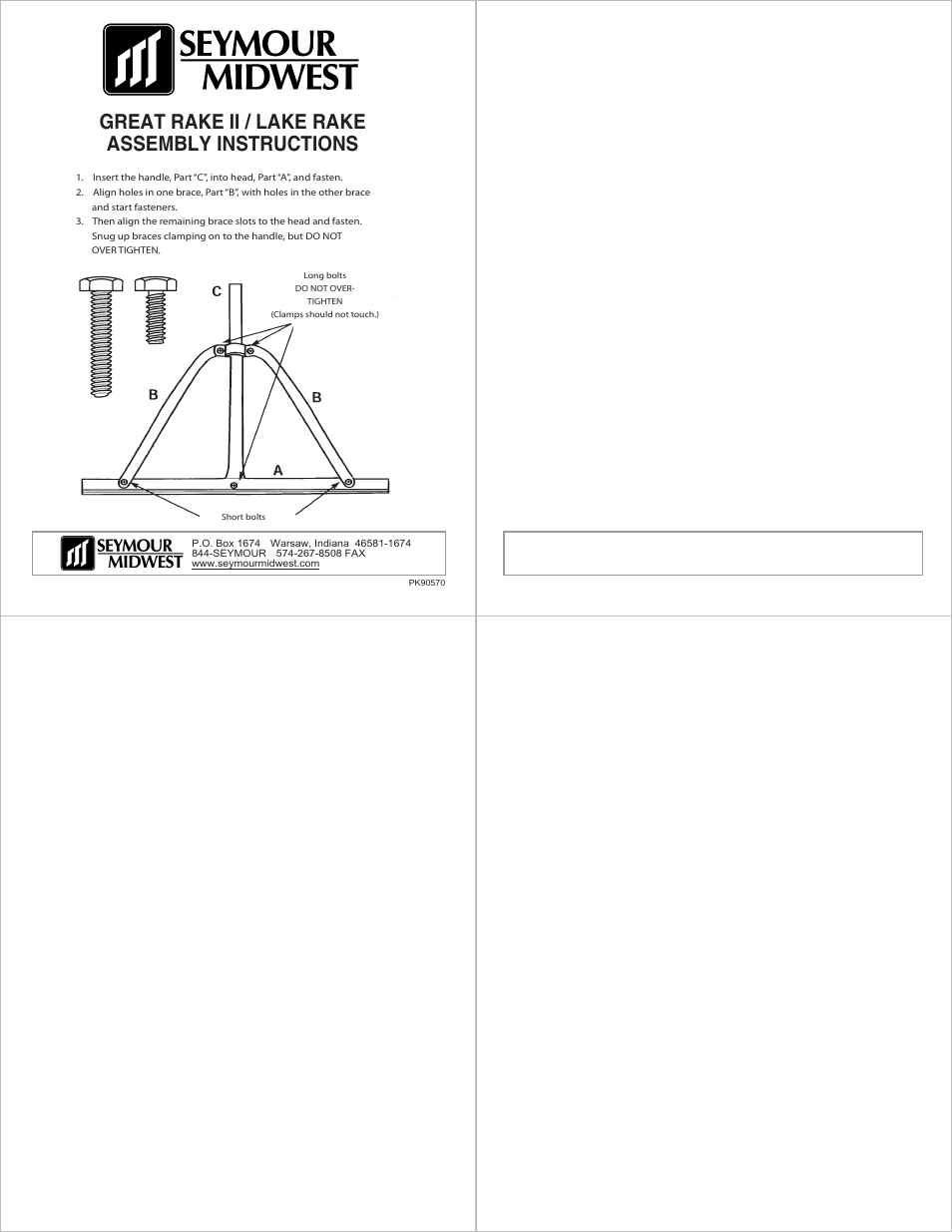 Seymour Midwest Kenyon Lake Rake(PK90570) User Manual | 1 page