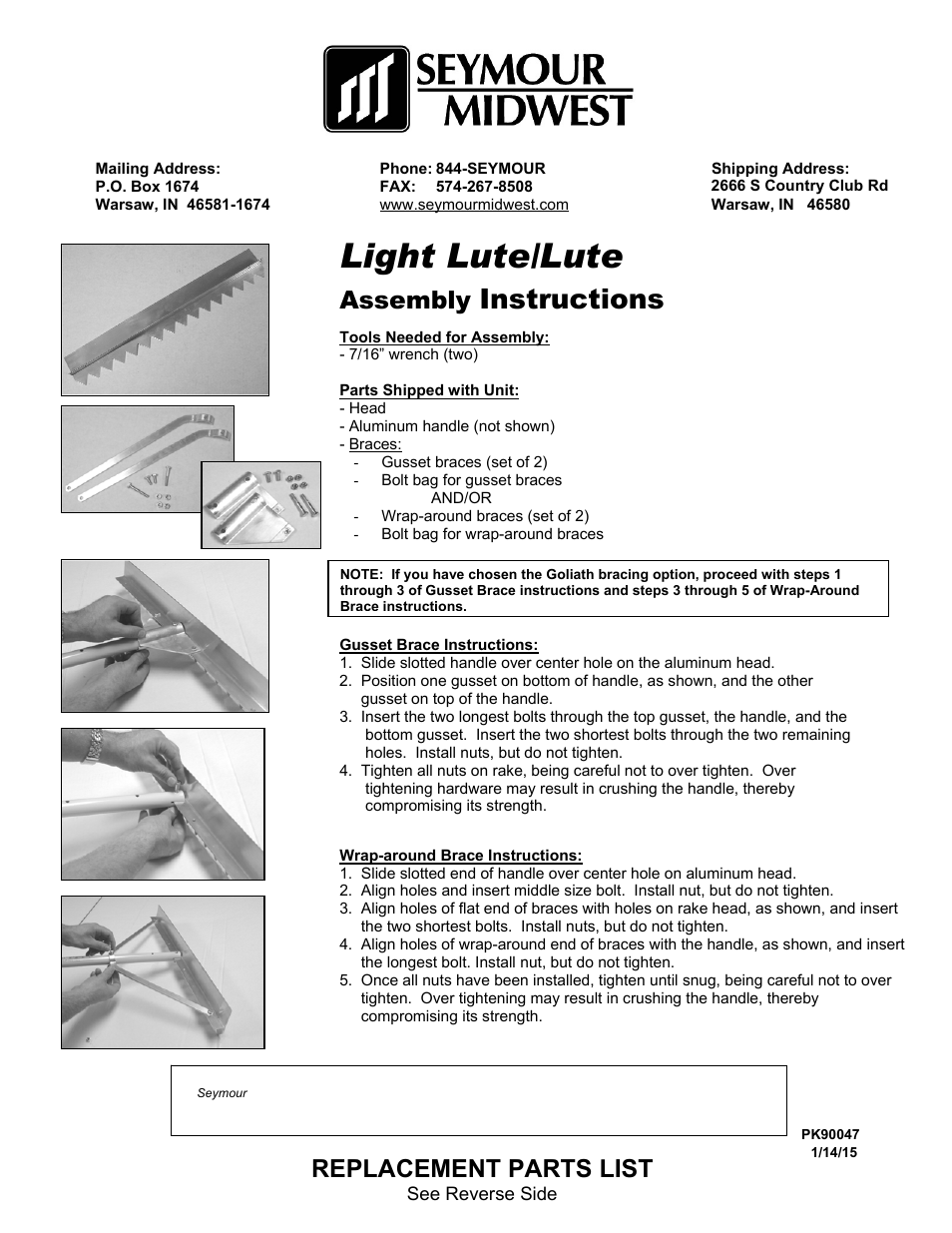 Seymour Midwest Light Lute(PK90047) User Manual | 2 pages