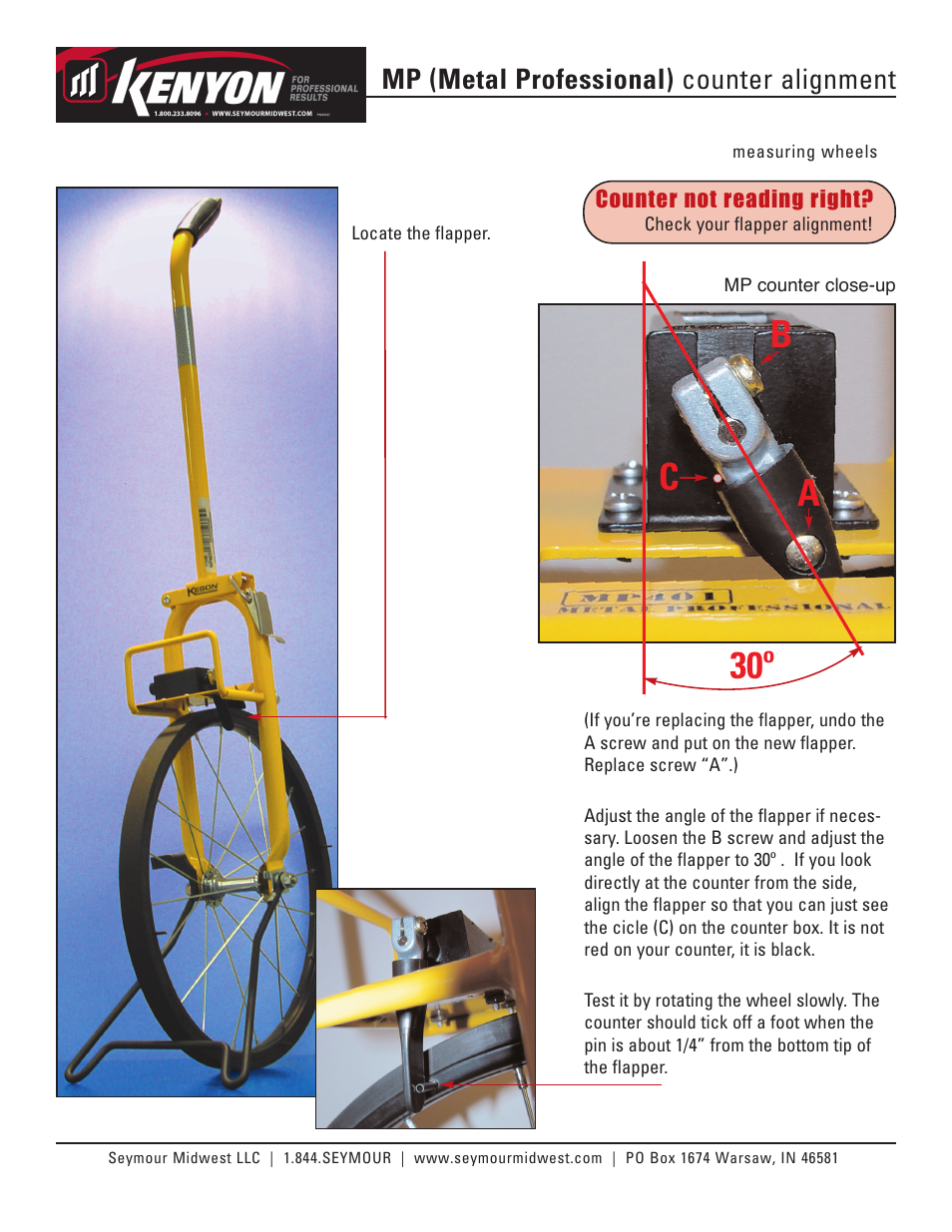 Seymour Midwest Measuring Wheel Arm Alignment Instructions (PK30003) User Manual | 1 page
