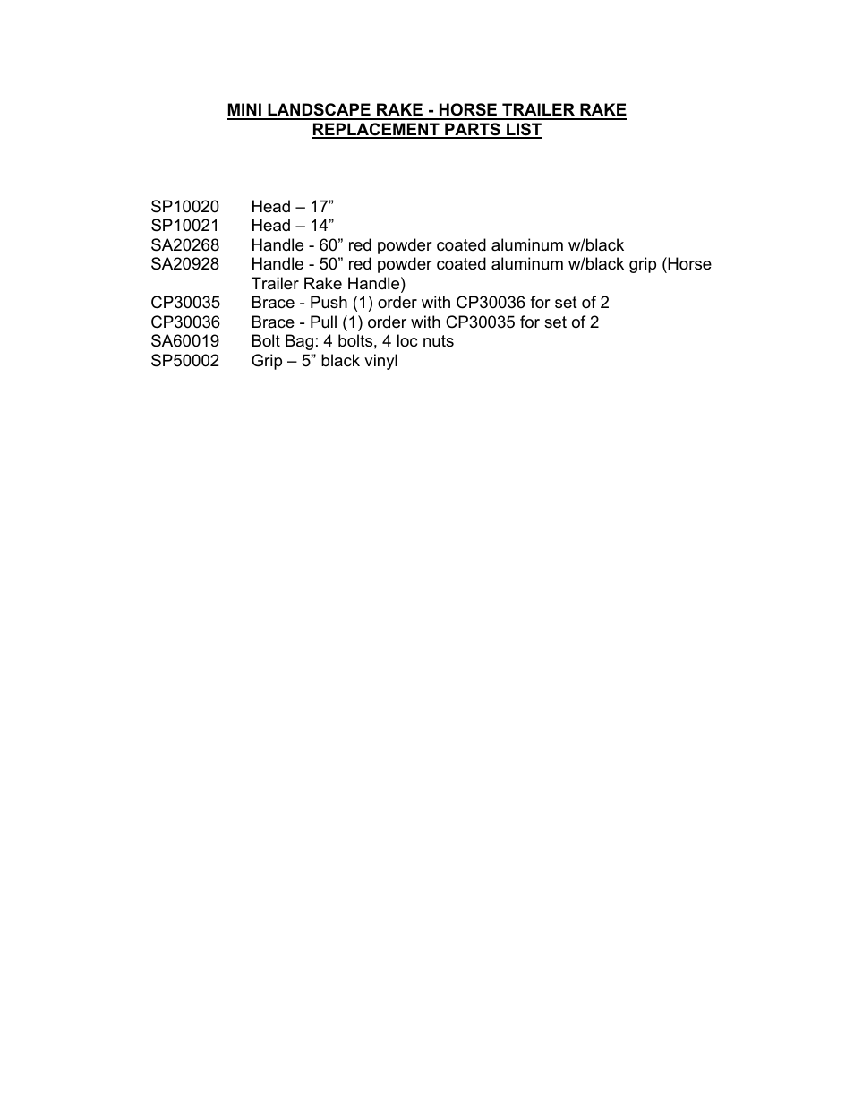 Seymour Midwest Mini Landscape Rake(PK90475) User Manual | Page 2 / 2