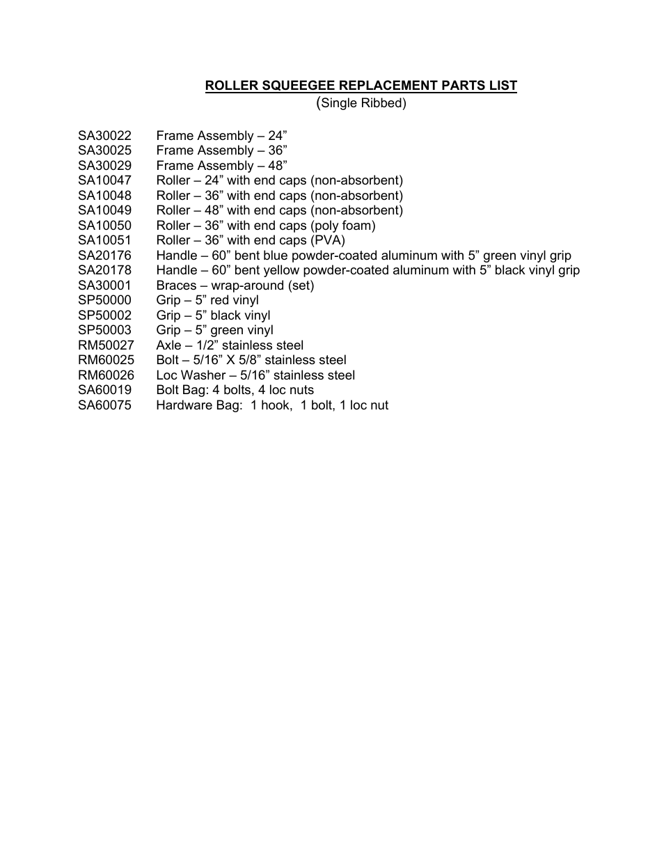 Seymour Midwest Roller Squeegee, Single Ribbed(PK90118) User Manual | Page 2 / 2