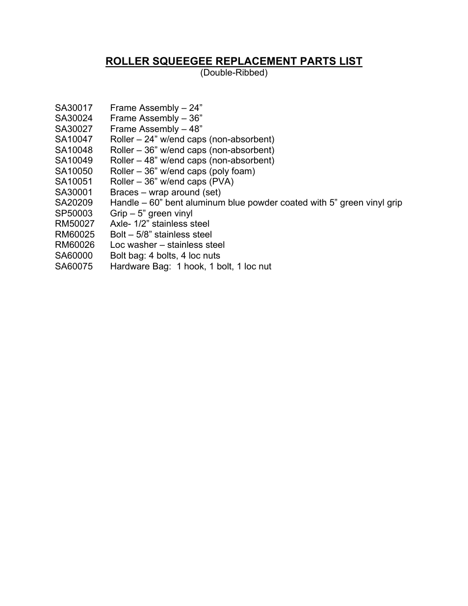 Seymour Midwest Roller Squeegee, Double Ribbed(PK90074) User Manual | Page 2 / 2