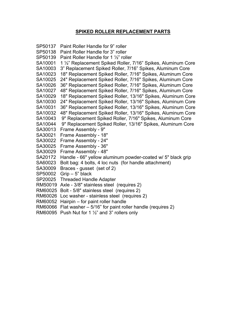 Seymour Midwest Spiked Roller(PK90115) User Manual | Page 2 / 2