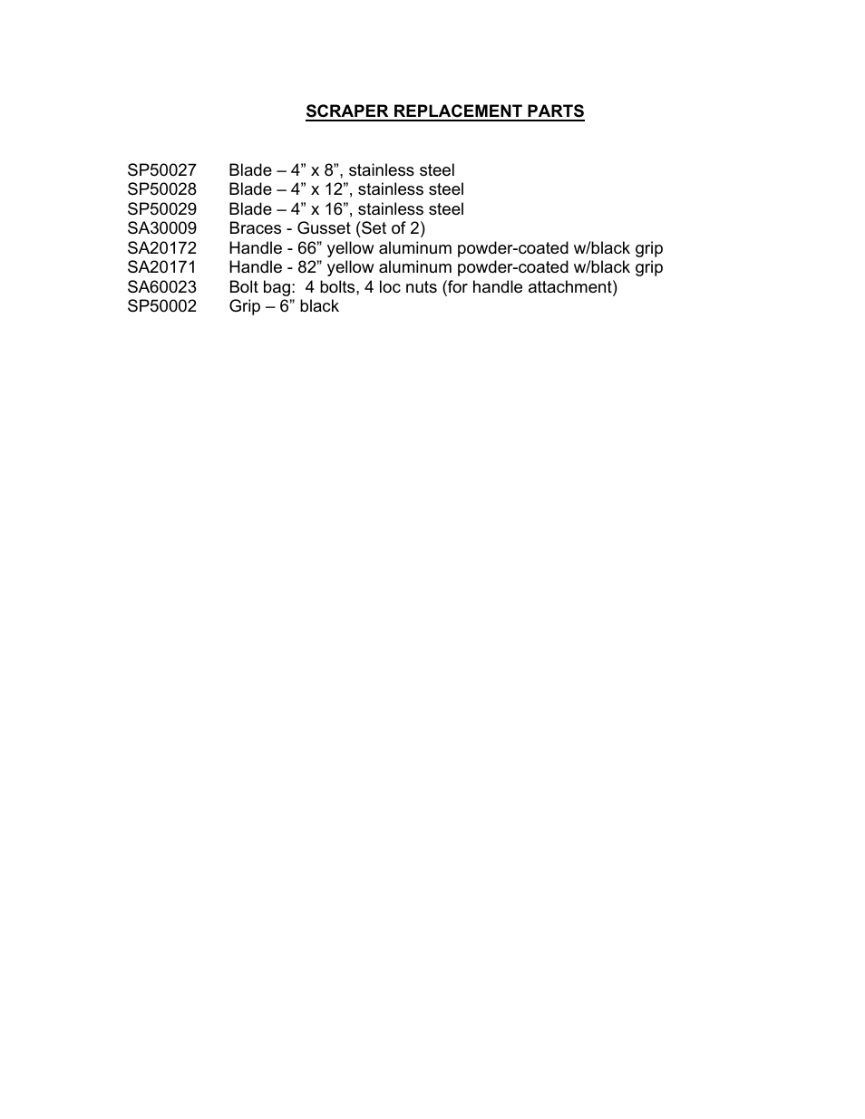 Seymour Midwest Stainless Steel Scraper(PK90284) User Manual | Page 2 / 2