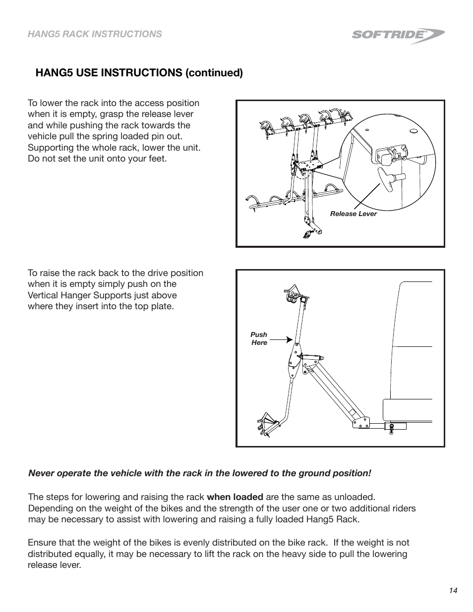 Hang5 use instructions (continued) | Softride 26496 Hang5 bike rack (New) User Manual | Page 14 / 15