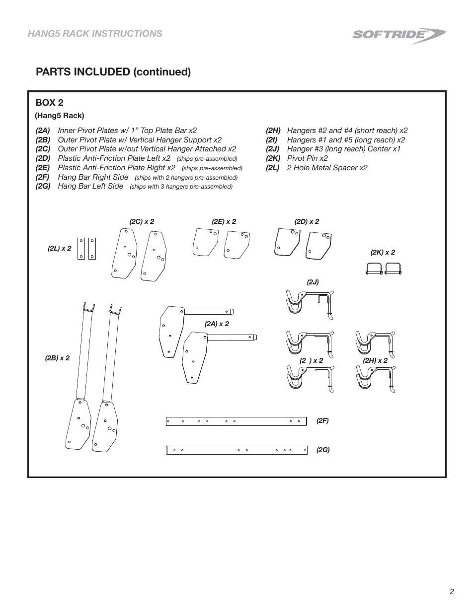 Parts included (continued) | Softride 26496 Hang5 bike rack (New) User Manual | Page 2 / 15