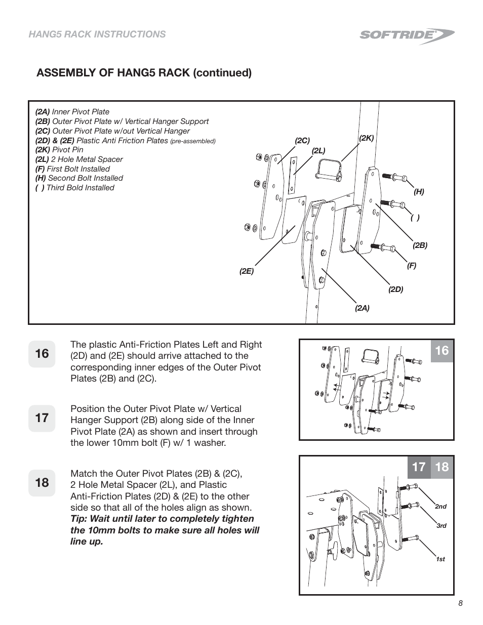 Assembly of hang5 rack (continued) | Softride 26496 Hang5 bike rack (New) User Manual | Page 8 / 15
