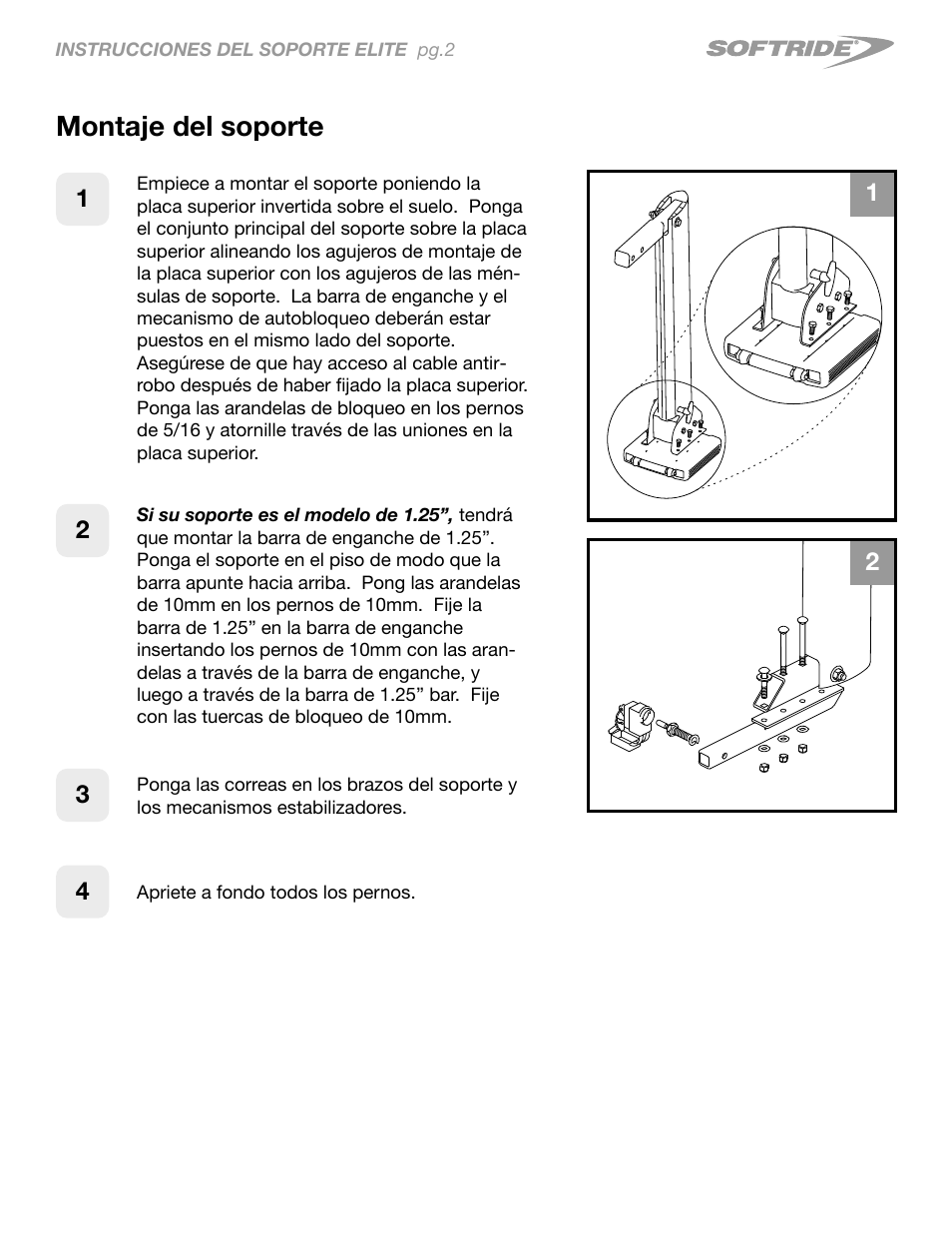 Montaje del soporte | Softride Elite 4 bike rack User Manual | Page 10 / 14