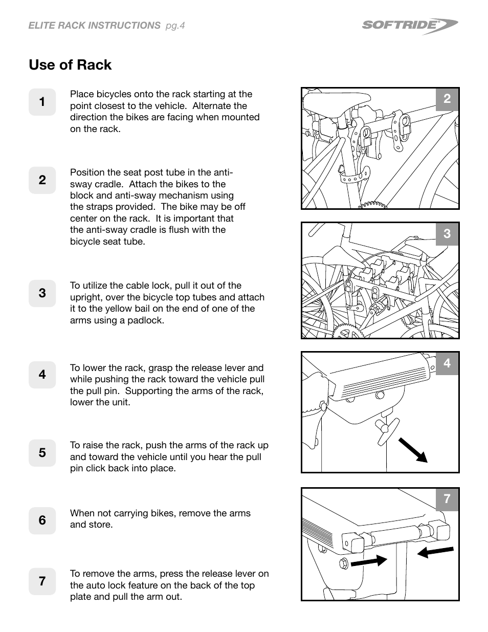 Use of rack | Softride Elite 4 bike rack User Manual | Page 4 / 14