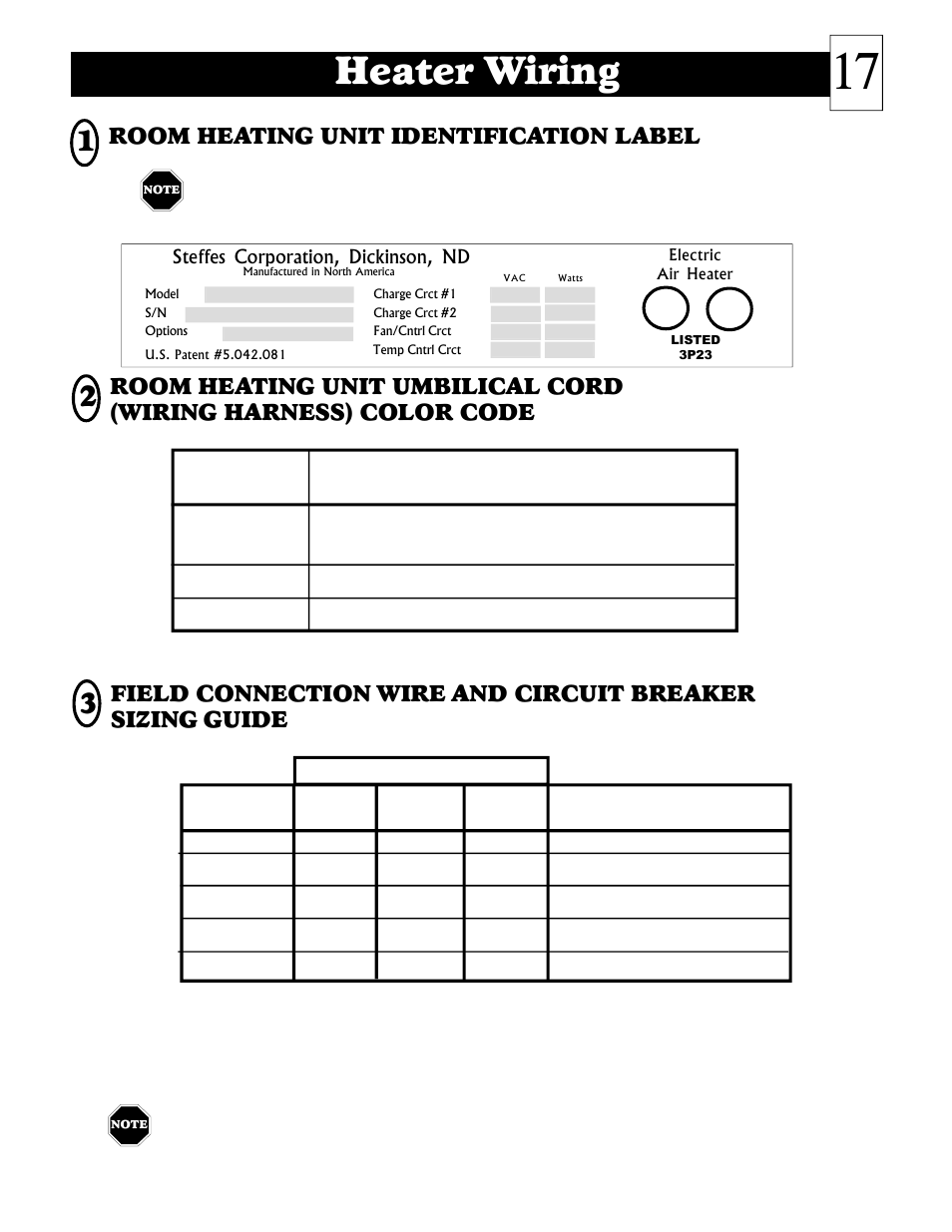 Heater wiring, Room heating unit identification label, Lu l u | Steffes 2006 User Manual | Page 18 / 35