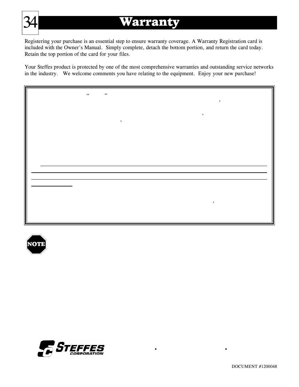 Warranty | Steffes 2006 User Manual | Page 35 / 35