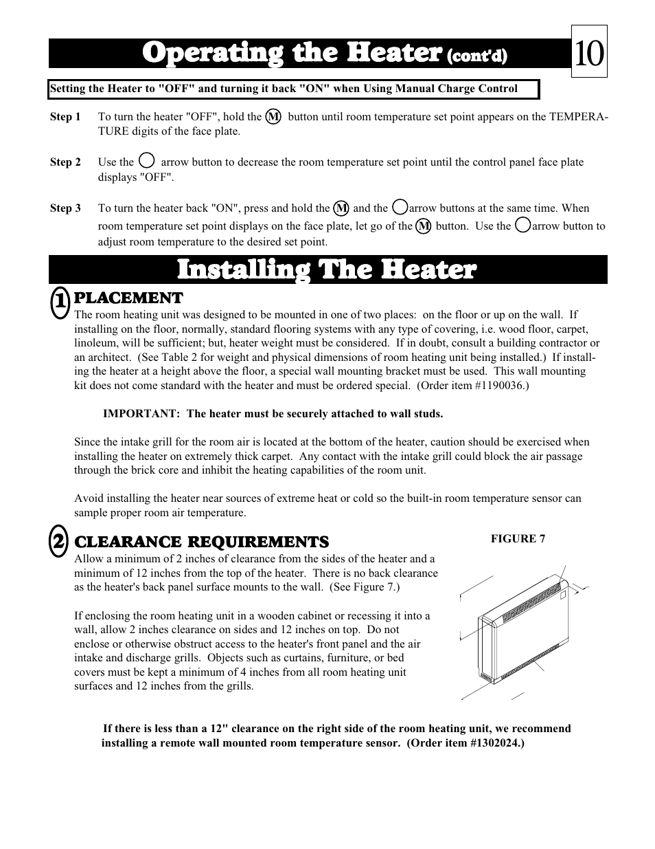 Operating the heater, Installing | Steffes 1003 User Manual | Page 11 / 32