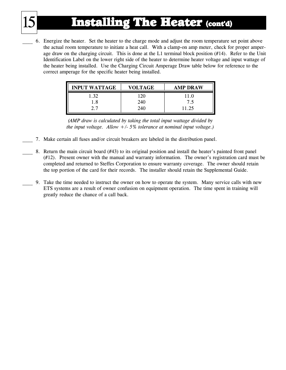 Installing | Steffes 1003 User Manual | Page 16 / 32