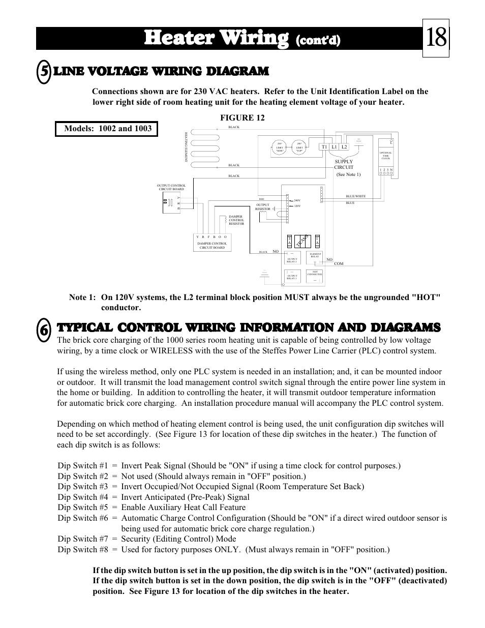 Heater, Line, Cont'd) | Typical contr | Steffes 1003 User Manual | Page 19 / 32