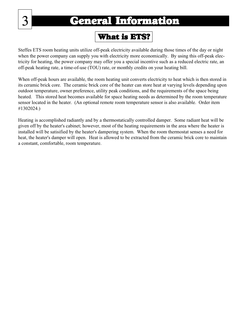 General infor | Steffes 1003 User Manual | Page 4 / 32