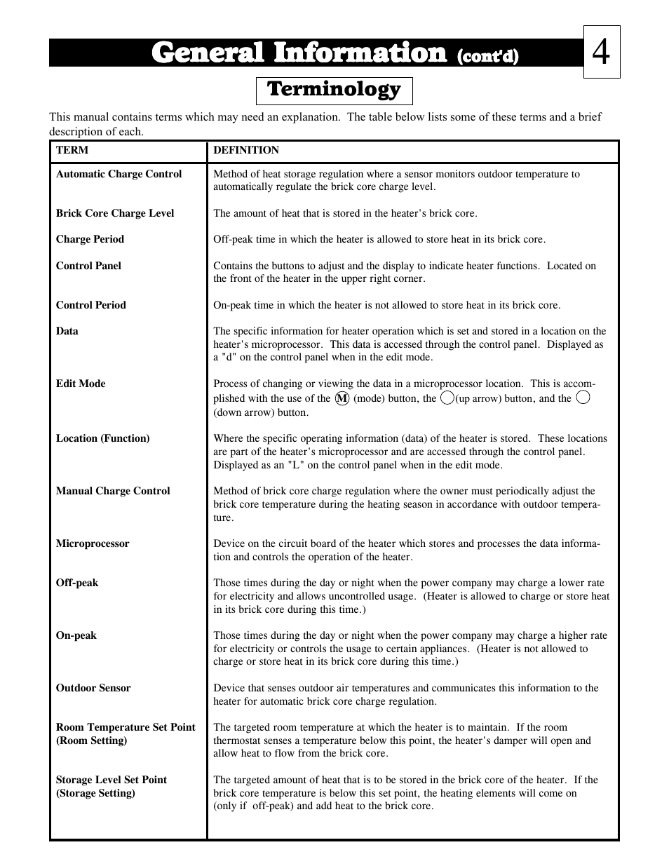 General infor, Terminology | Steffes 1003 User Manual | Page 5 / 32