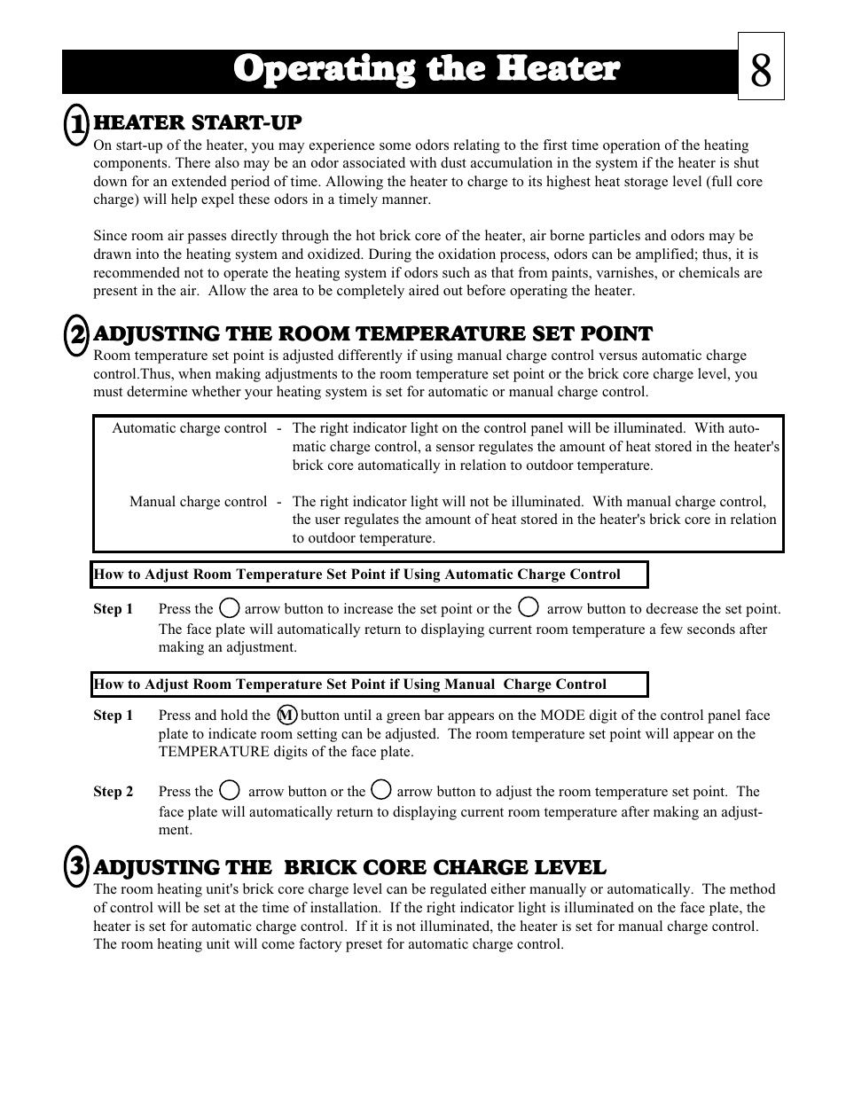 Operating the heater | Steffes 1003 User Manual | Page 9 / 32