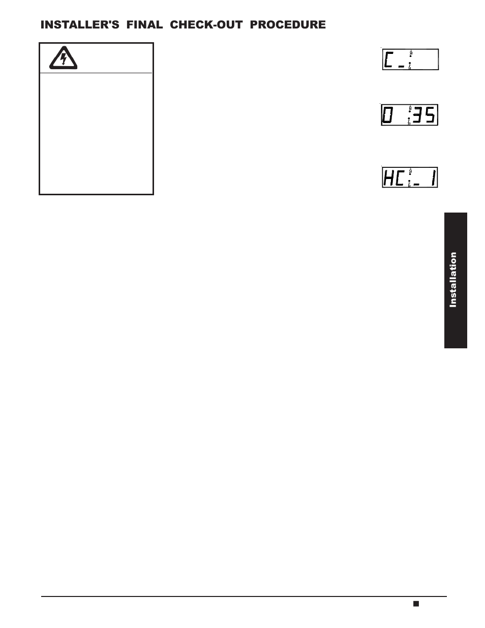 Warning, Installer's final check-out procedure | Steffes 4140 Owner & Installers Manual User Manual | Page 23 / 40