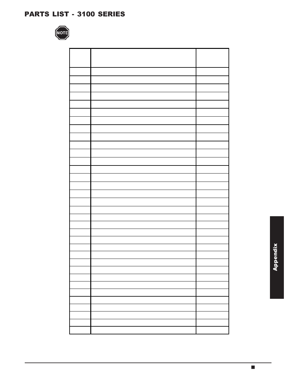 Parts list - 3100 series | Steffes 4140 Owner & Installers Manual User Manual | Page 27 / 40