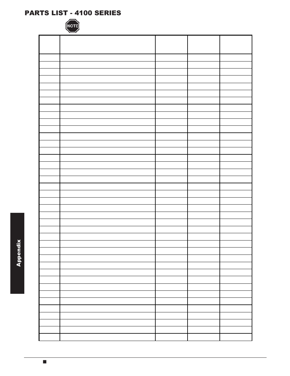 Parts list - 4100 series | Steffes 4140 Owner & Installers Manual User Manual | Page 30 / 40