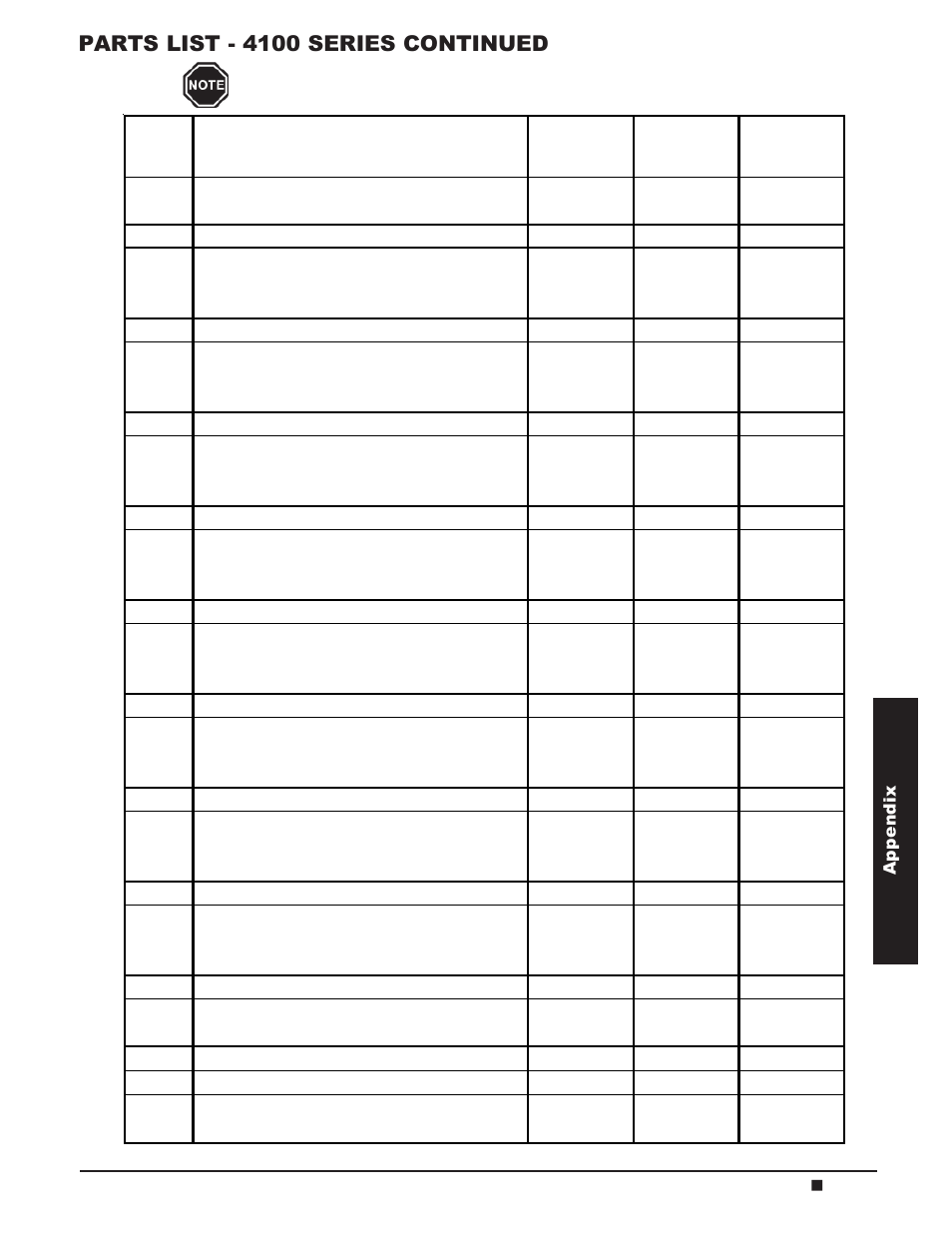 Parts list - 4100 series continued | Steffes 4140 Owner & Installers Manual User Manual | Page 31 / 40