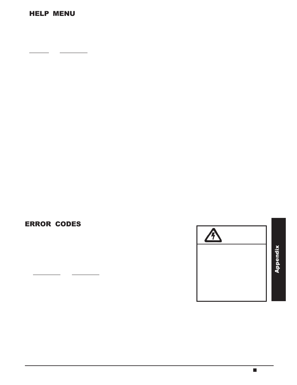 Warning, Help menu, Error codes | Steffes 4140 Owner & Installers Manual User Manual | Page 37 / 40