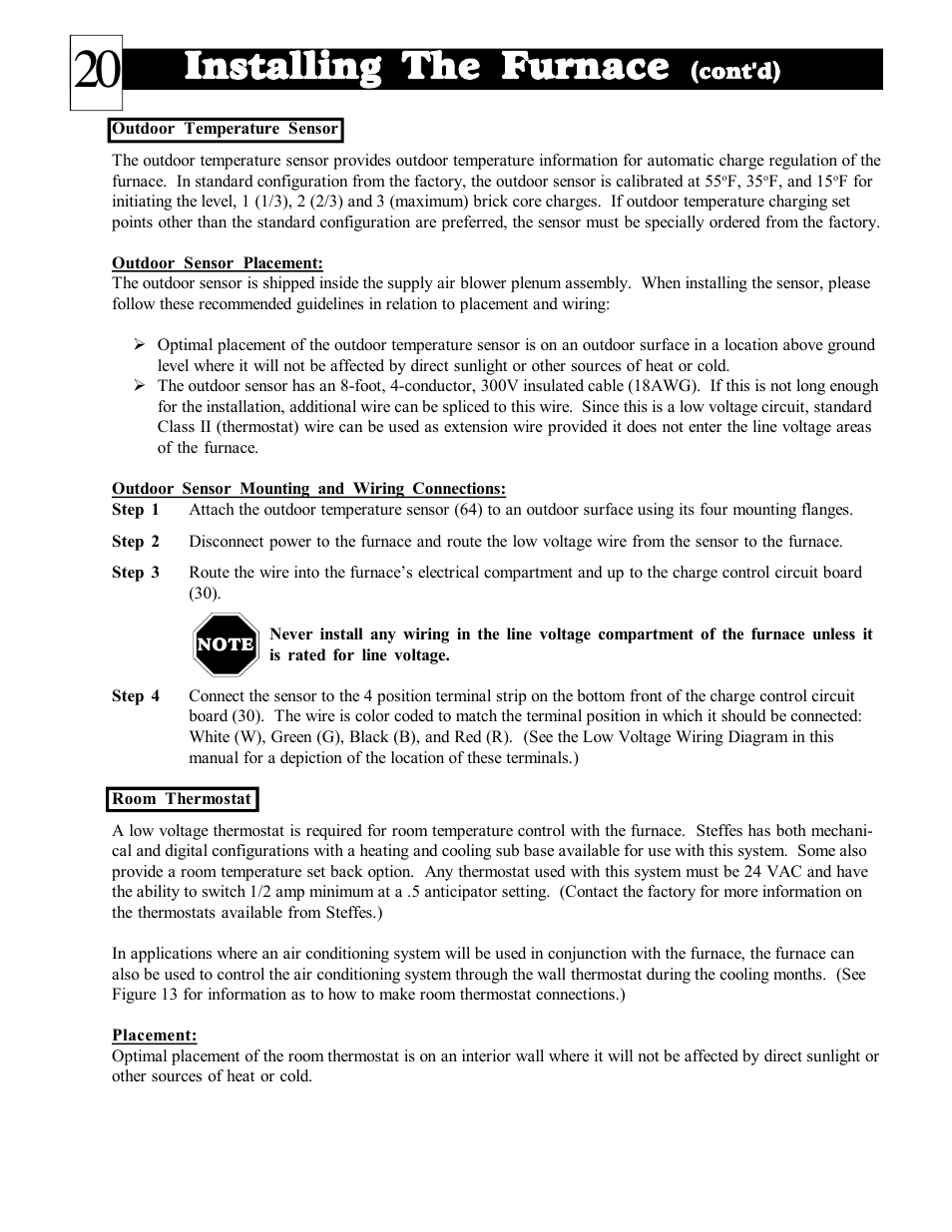 Installing the furnace | Steffes DLF40B User Manual | Page 21 / 36