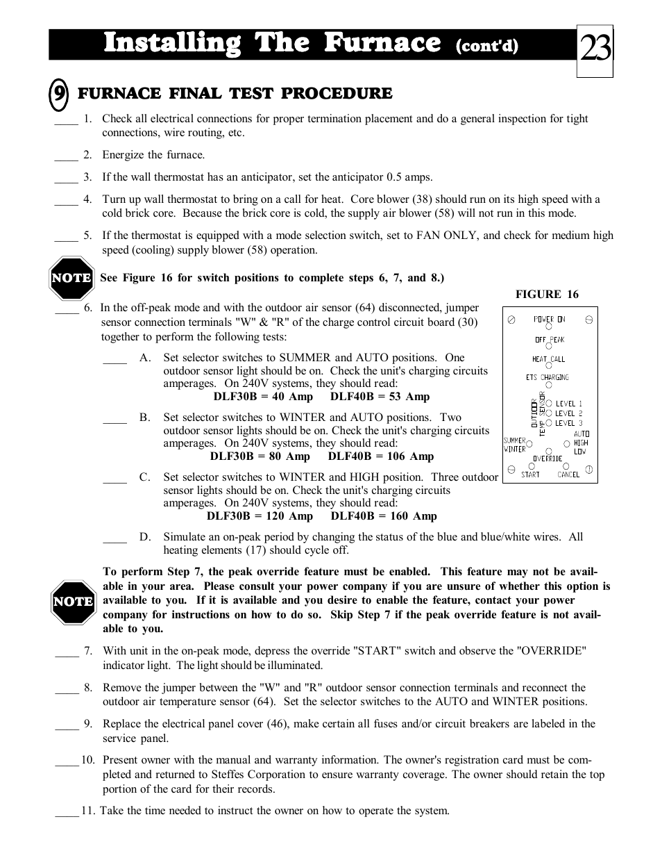 Installing the furnace | Steffes DLF40B User Manual | Page 24 / 36