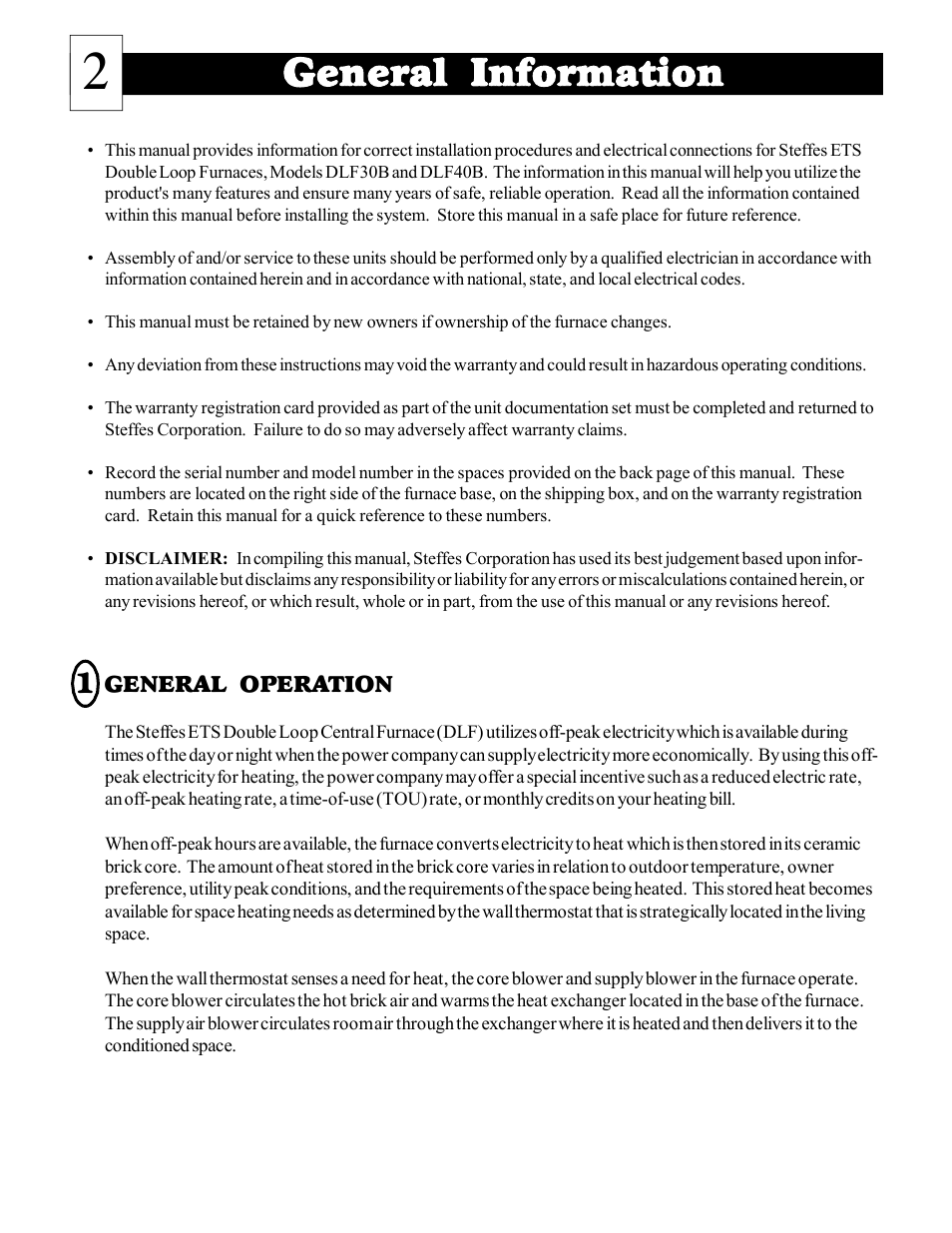 General information | Steffes DLF40B User Manual | Page 3 / 36