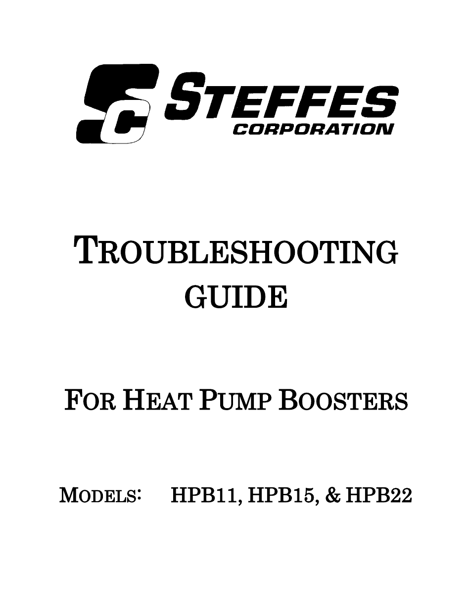 Steffes HPB22 Troubleshooting Guide User Manual | 12 pages