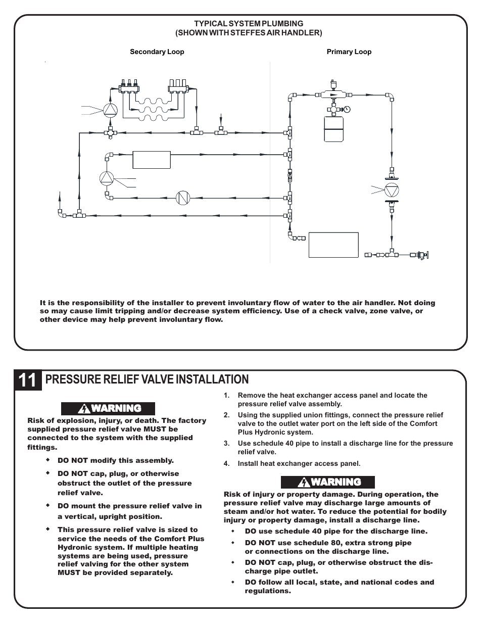 Pressure relief valve installation, Warning | Steffes 5140 Simplified Installation Guide User Manual | Page 5 / 8