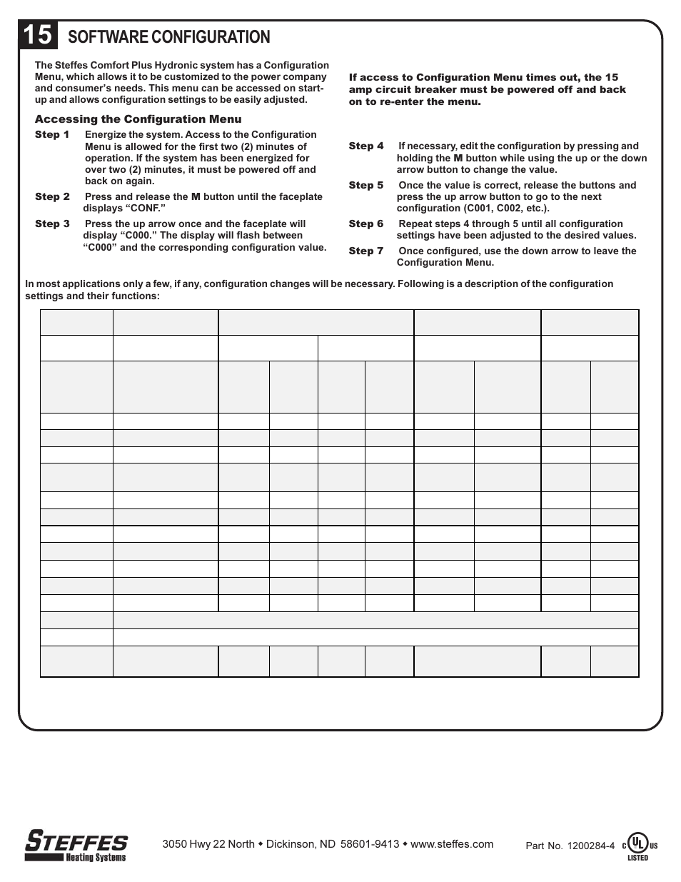 Software configuration | Steffes 5140 Simplified Installation Guide User Manual | Page 8 / 8