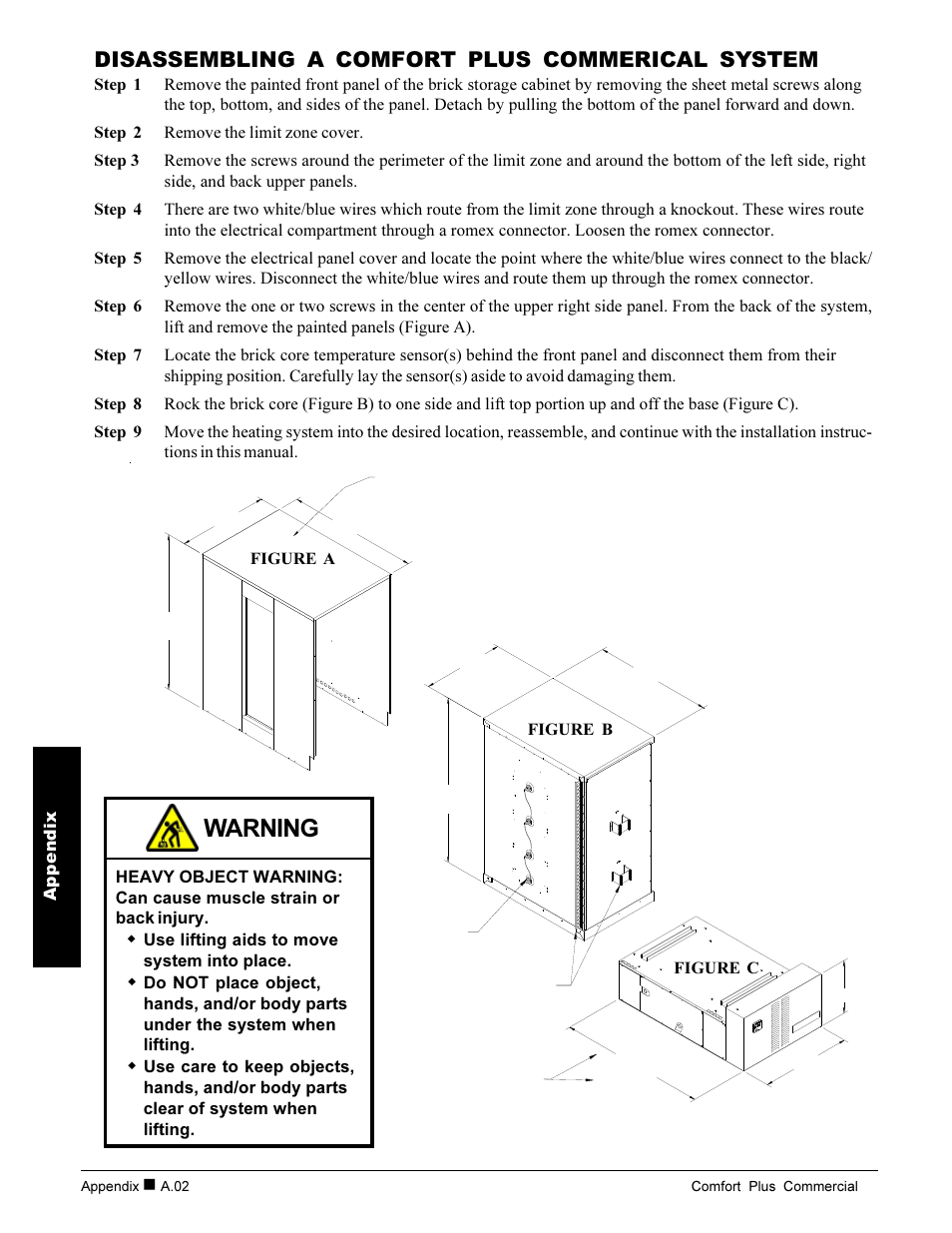 Warning, Disassembling a comfort plus commerical system | Steffes 6140 User Manual | Page 26 / 34