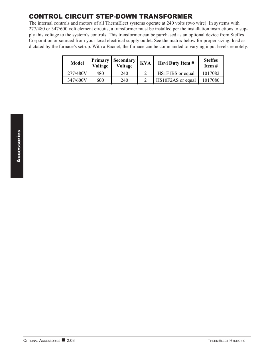 Control circuit step-down transformer | Steffes 9180 User Manual | Page 10 / 36