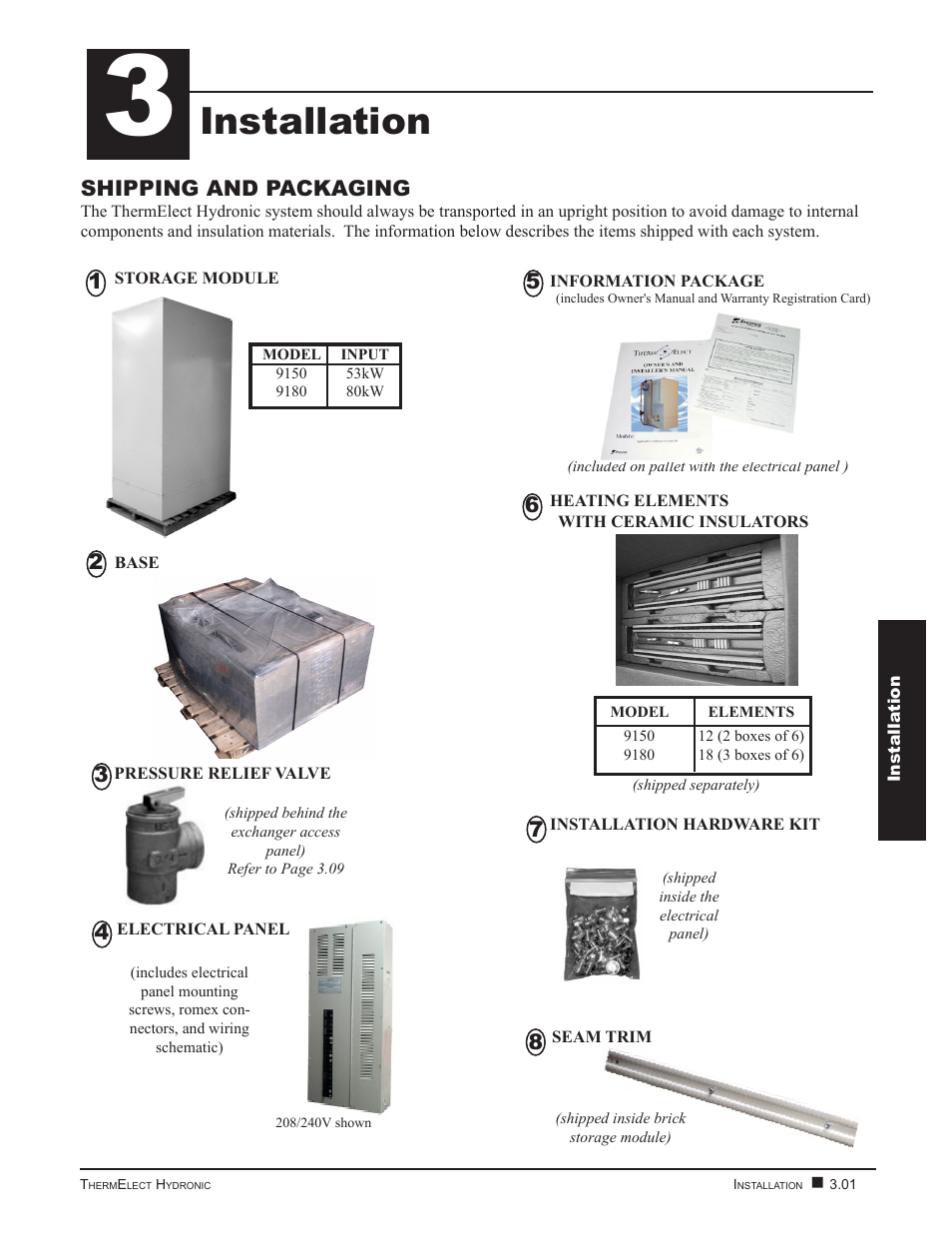 Installation, Shipping and packaging | Steffes 9180 User Manual | Page 11 / 36