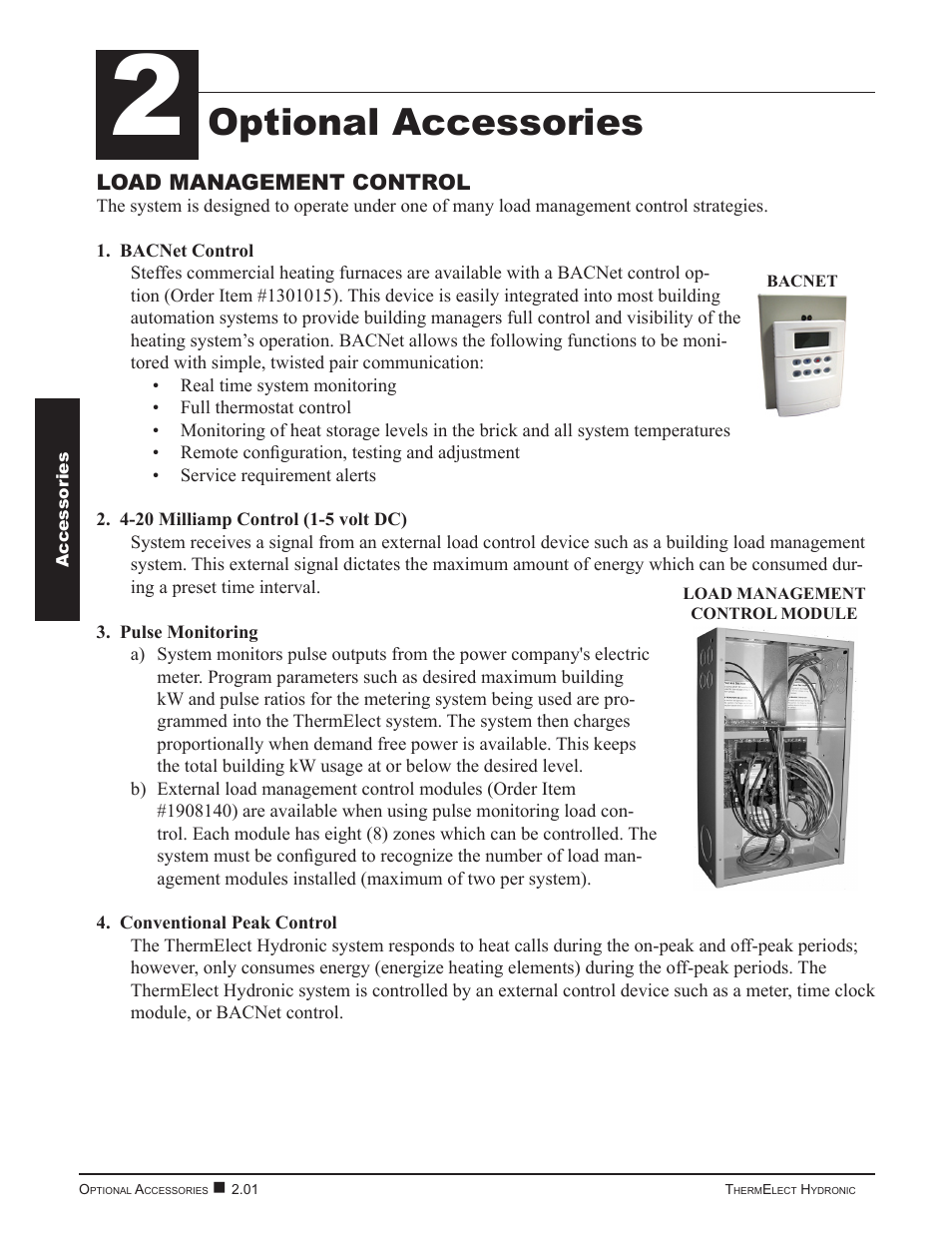Optional accessories, Load management control | Steffes 9180 User Manual | Page 8 / 36