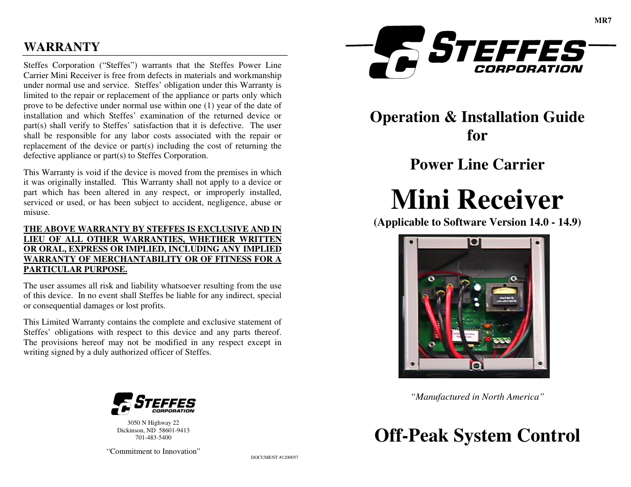 Steffes Mini Receiver User Manual | 6 pages