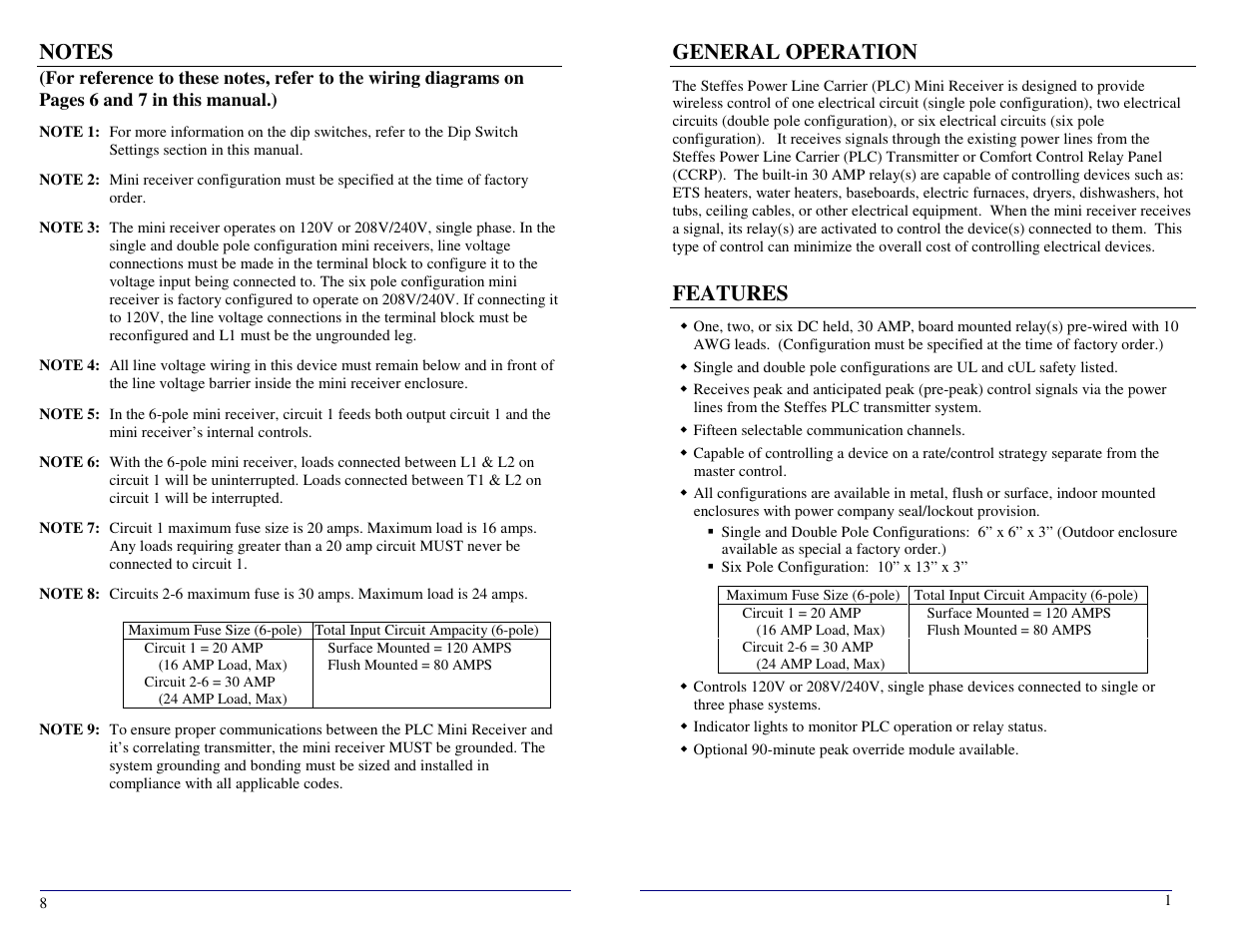 General operation, Features | Steffes Mini Receiver User Manual | Page 3 / 6