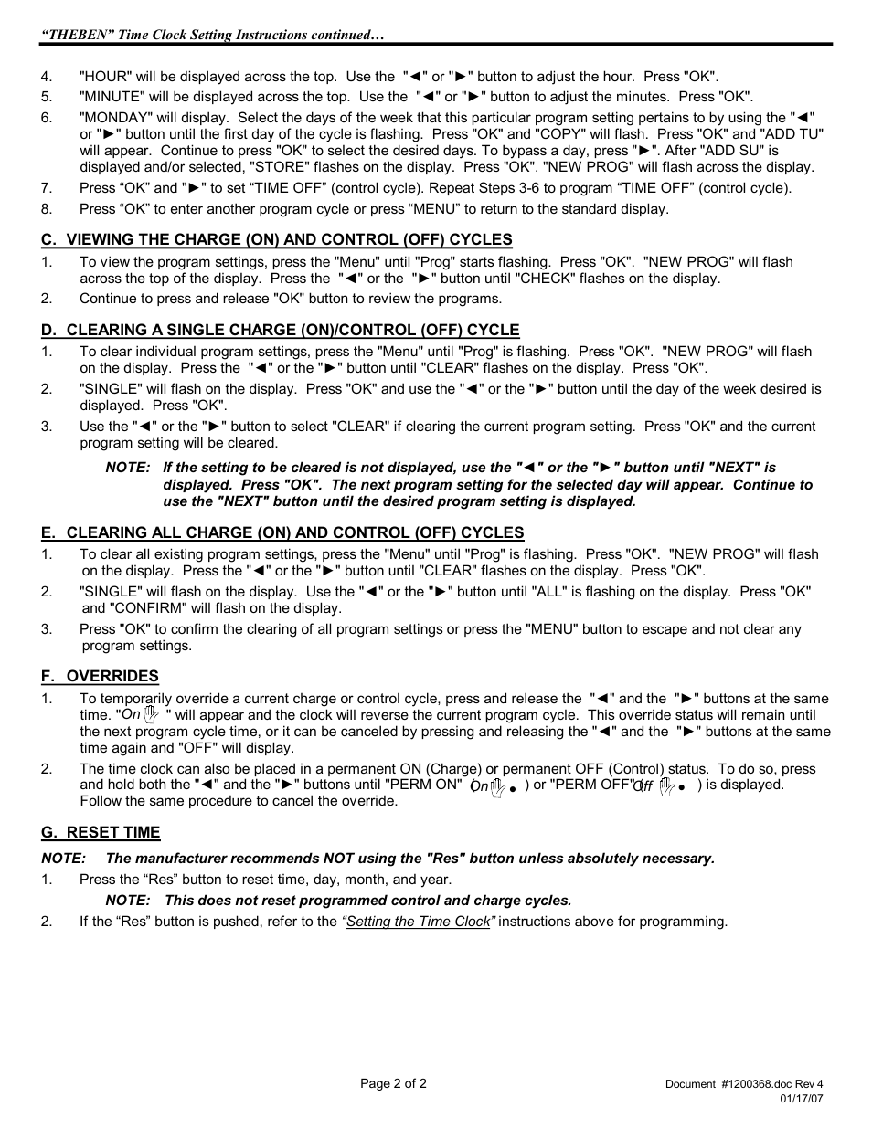 Steffes Theben TR610 TOP Time Clock User Manual | Page 2 / 2