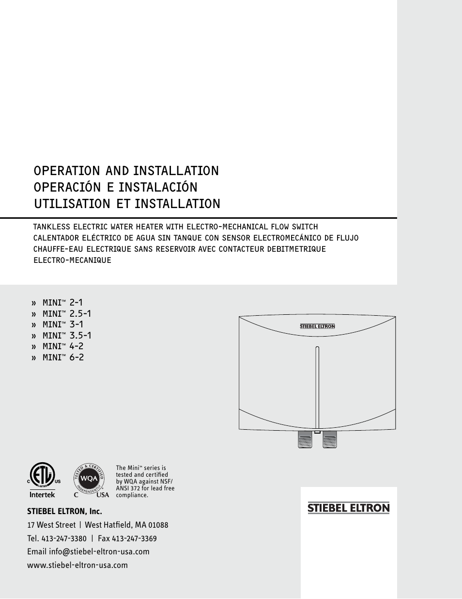 STIEBEL ELTRON MINI 6-2 User Manual | 32 pages