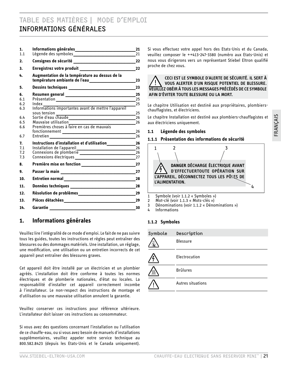 Informations générales | STIEBEL ELTRON MINI 6-2 User Manual | Page 21 / 32