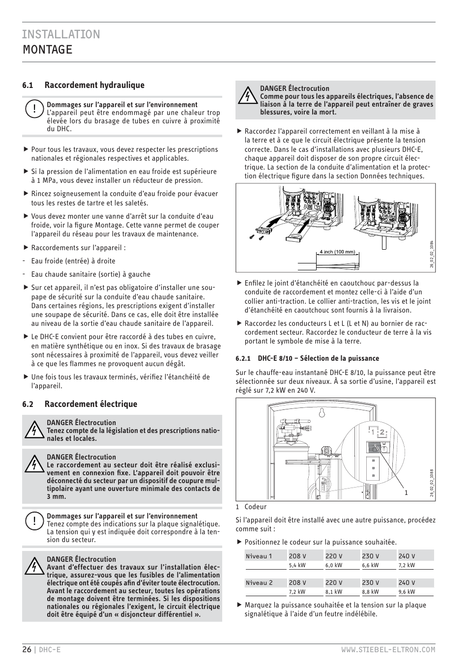 Installation montage | STIEBEL ELTRON DHC-E 12 User Manual | Page 26 / 32