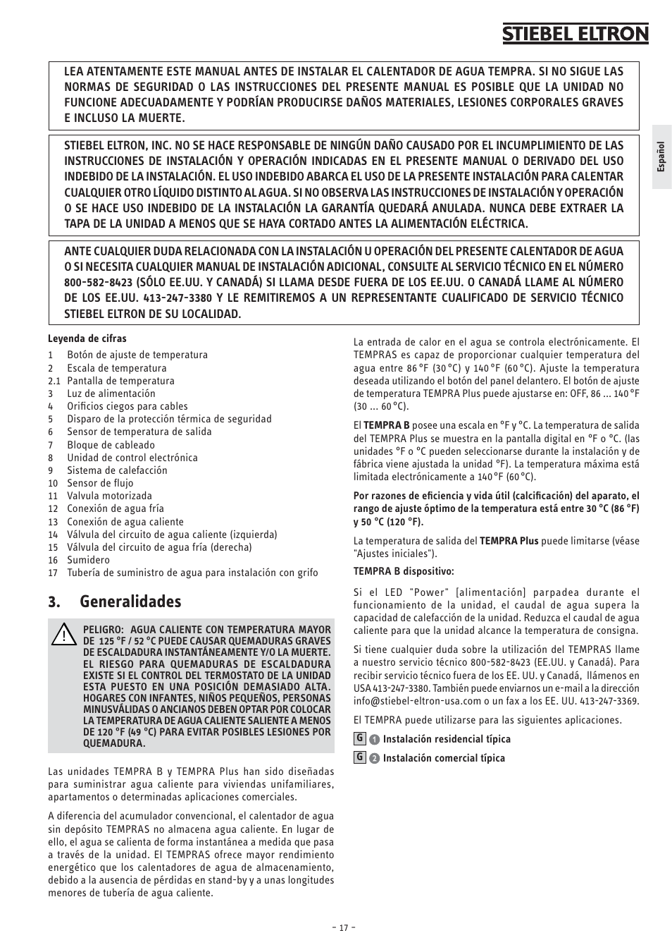 Generalidades | STIEBEL ELTRON TEMPRA 12 B User Manual | Page 17 / 32