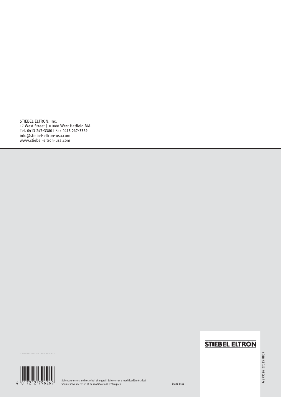 4<amhcmn=hjgcgj | STIEBEL ELTRON TEMPRA 12 B User Manual | Page 32 / 32