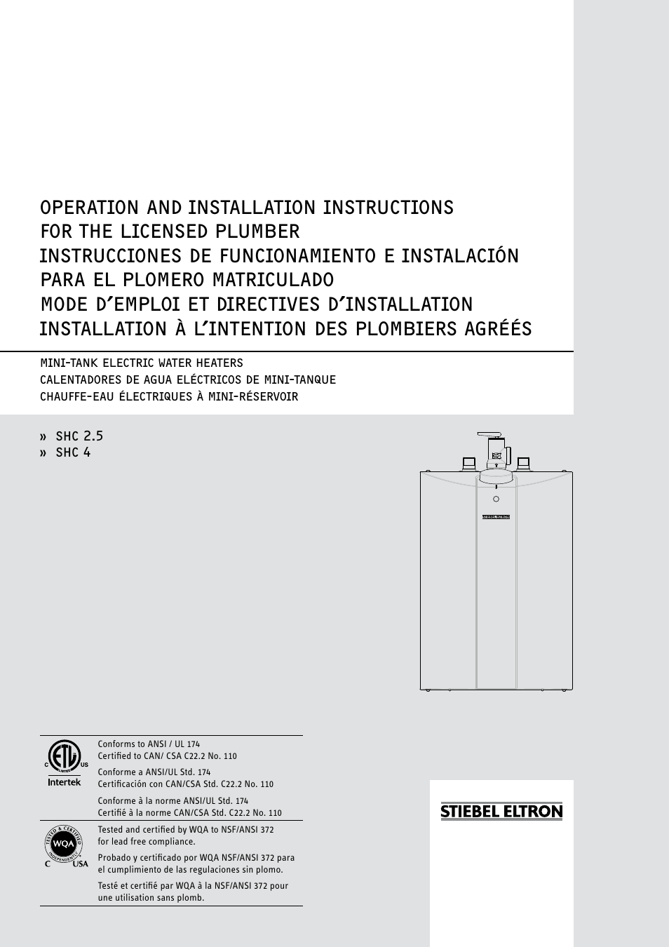 STIEBEL ELTRON SHC 4 User Manual | 36 pages