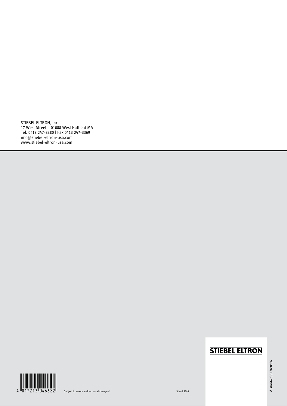 4<amhcmo=aeggcc | STIEBEL ELTRON SHC 4 User Manual | Page 36 / 36