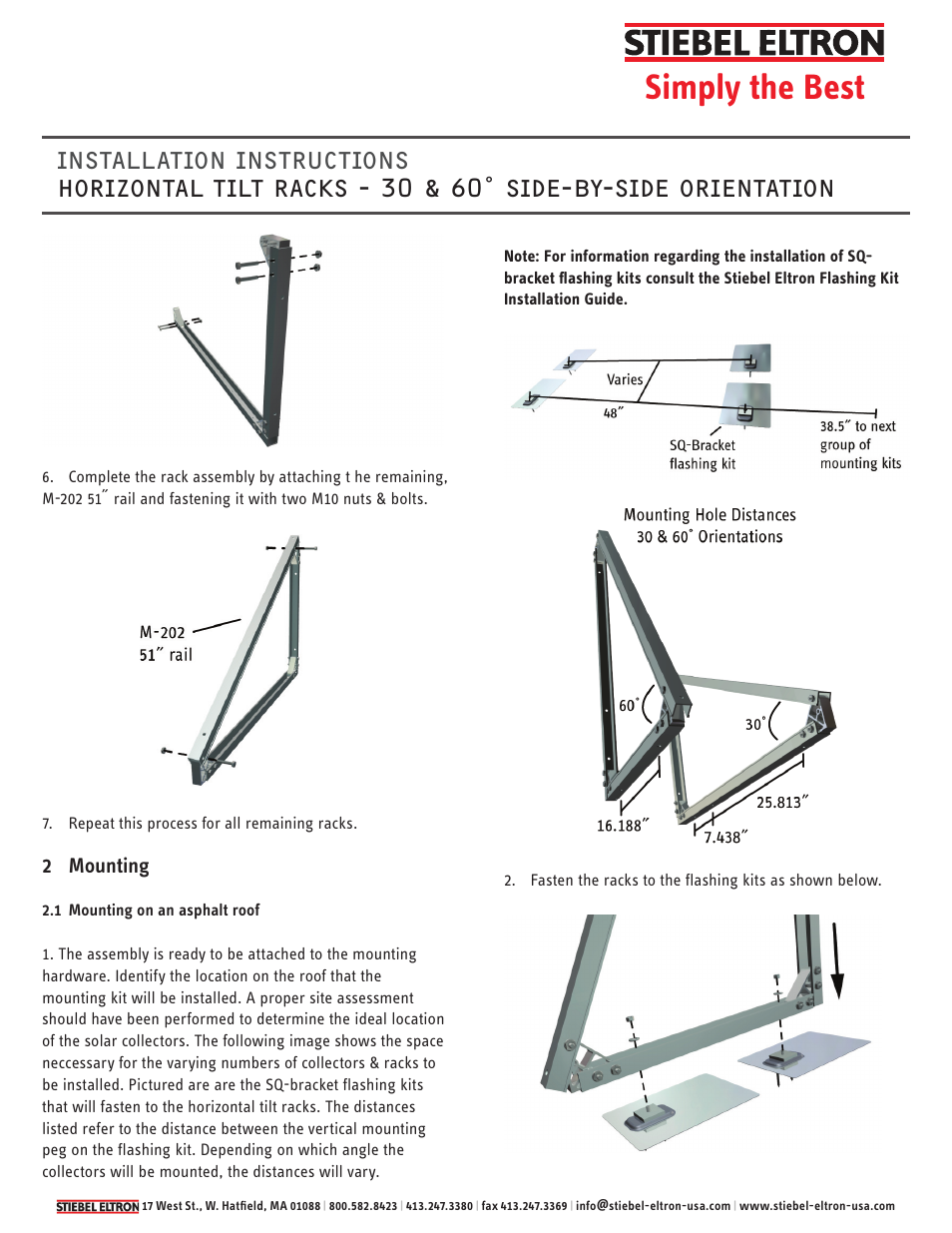 Simply the best, 2 mounting | STIEBEL ELTRON HORIZONTAL ADJUSTABLE RACK 30-60 User Manual | Page 3 / 6