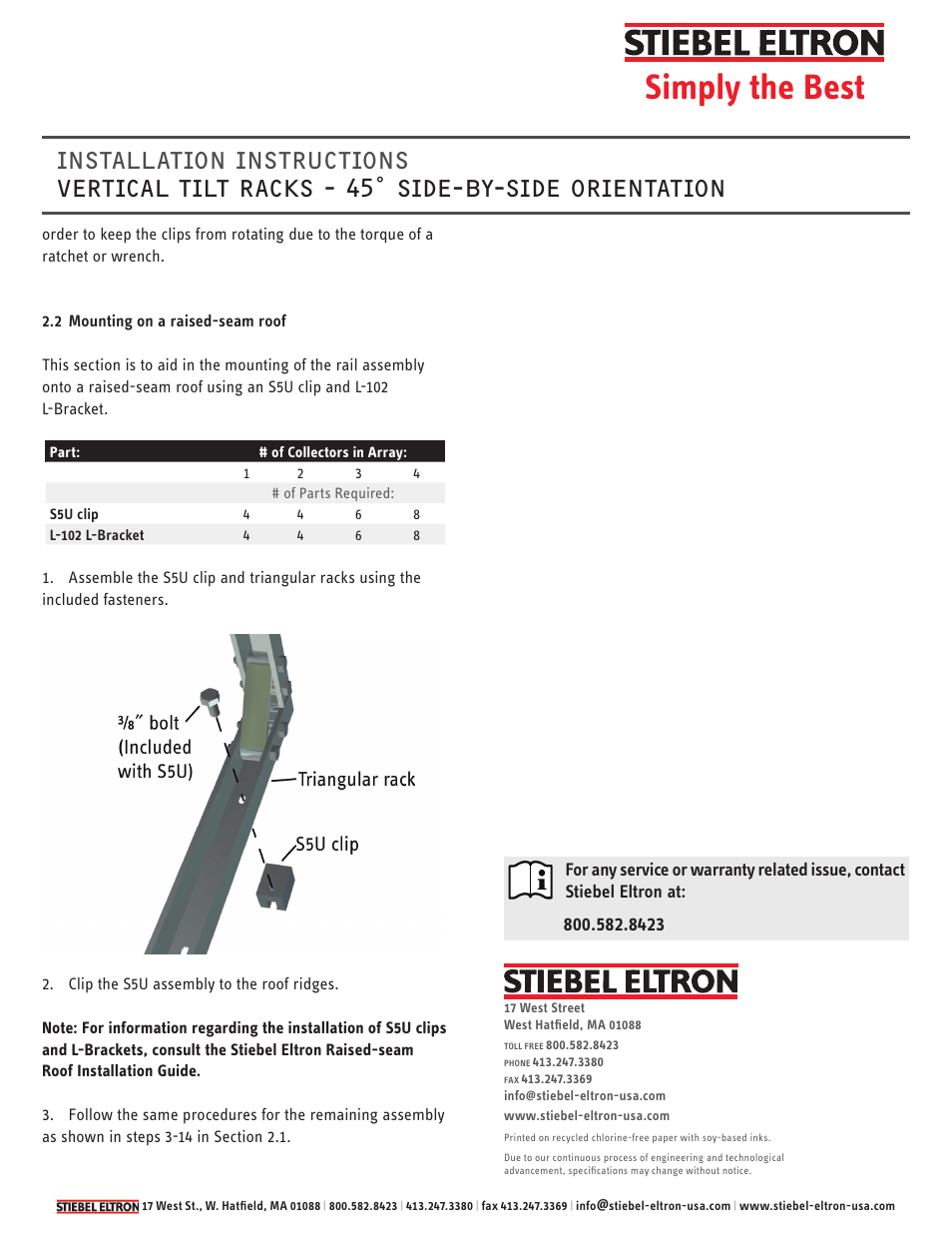 Simply the best | STIEBEL ELTRON VERTICAL TILT RACK 45 User Manual | Page 6 / 6