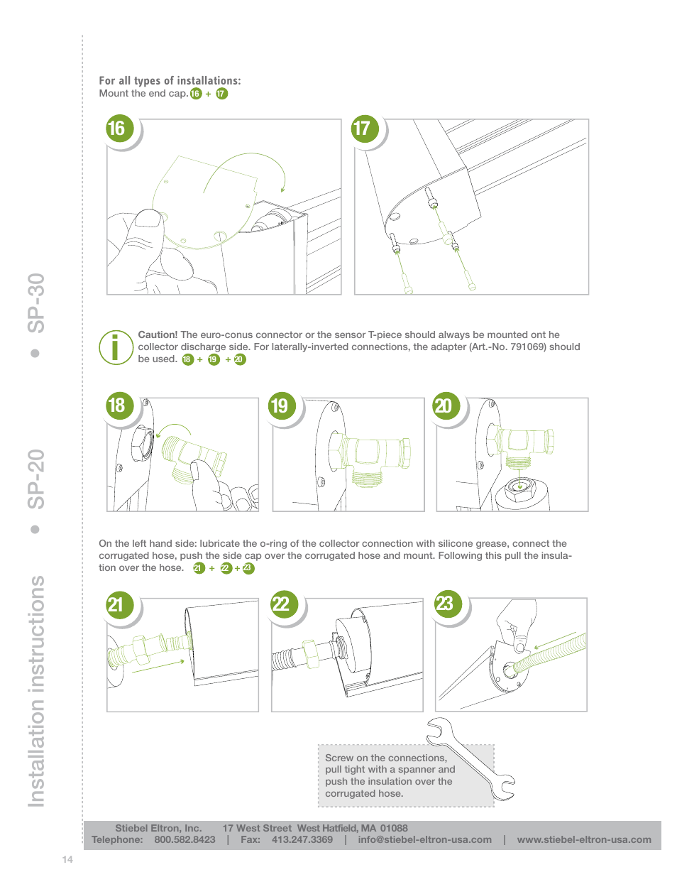 Installation instructions, Sp-20, Sp-30 | STIEBEL ELTRON S-Power PERFORMANCE SERIES Heat Pipe Collectors User Manual | Page 14 / 16