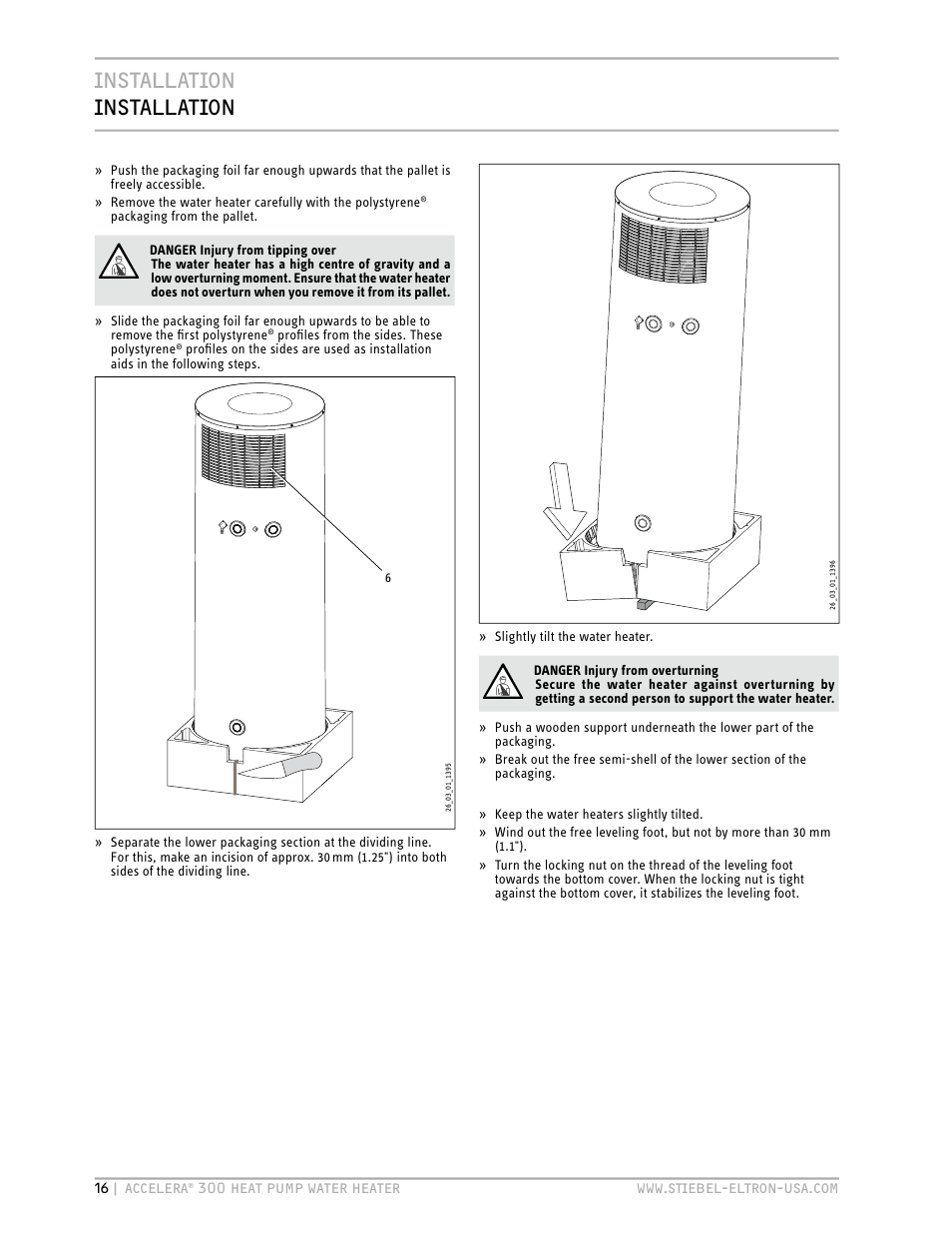 Installation installation | STIEBEL ELTRON Accelera 300 User Manual | Page 16 / 81